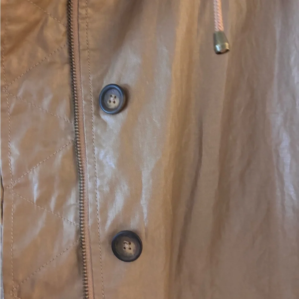 Garnet Hill Coated Tan Beige Rain Jacket 10